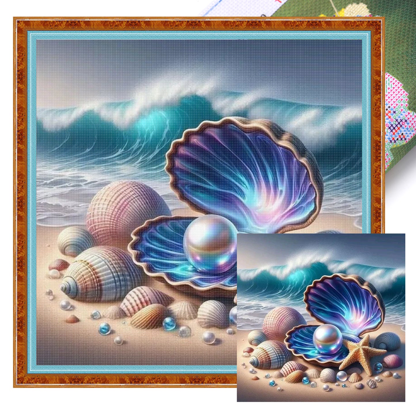 Seashell - Full 11CT Stamped Cross Stitch 40x40CM - Huacan