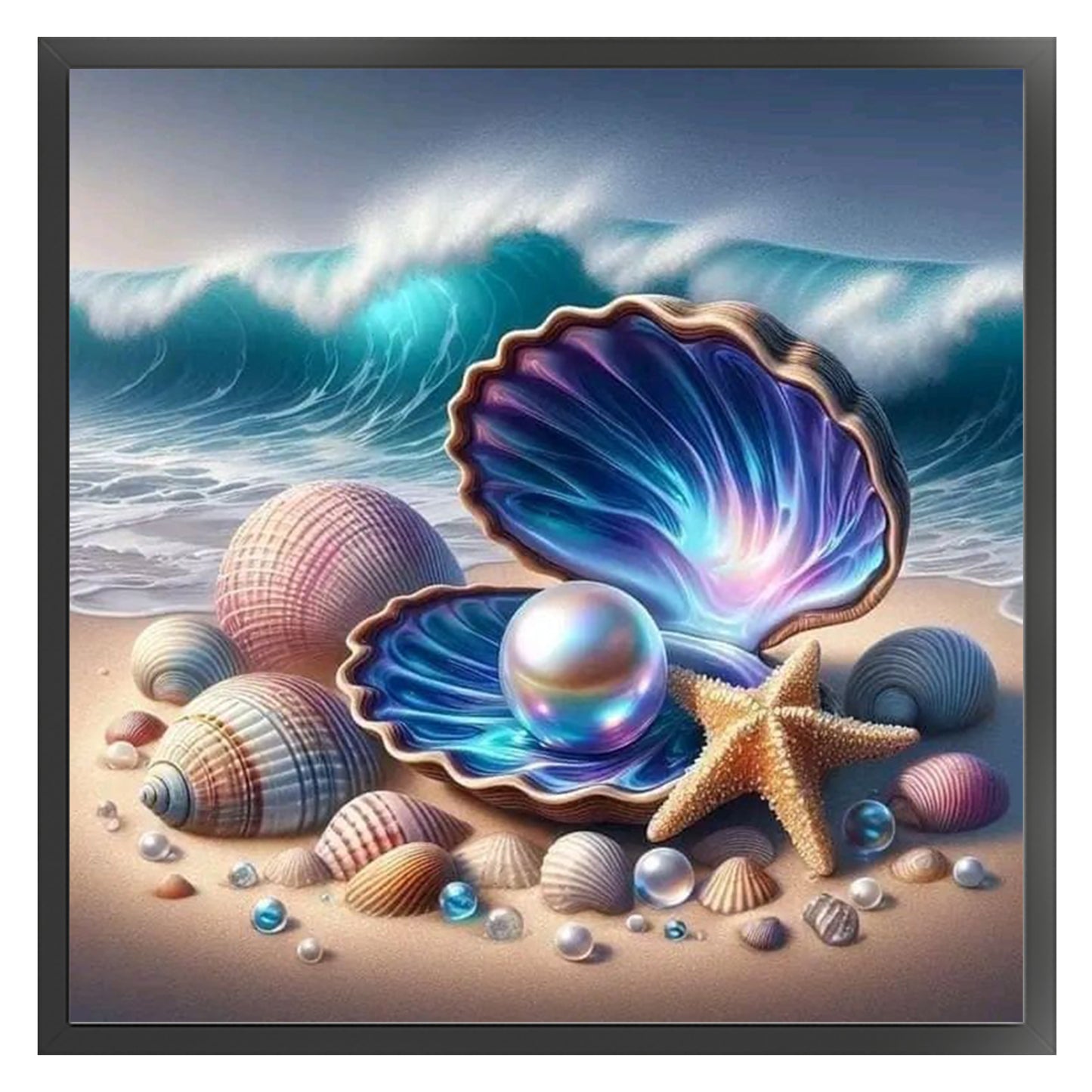 Seashell - Full 11CT Stamped Cross Stitch 40x40CM - Huacan