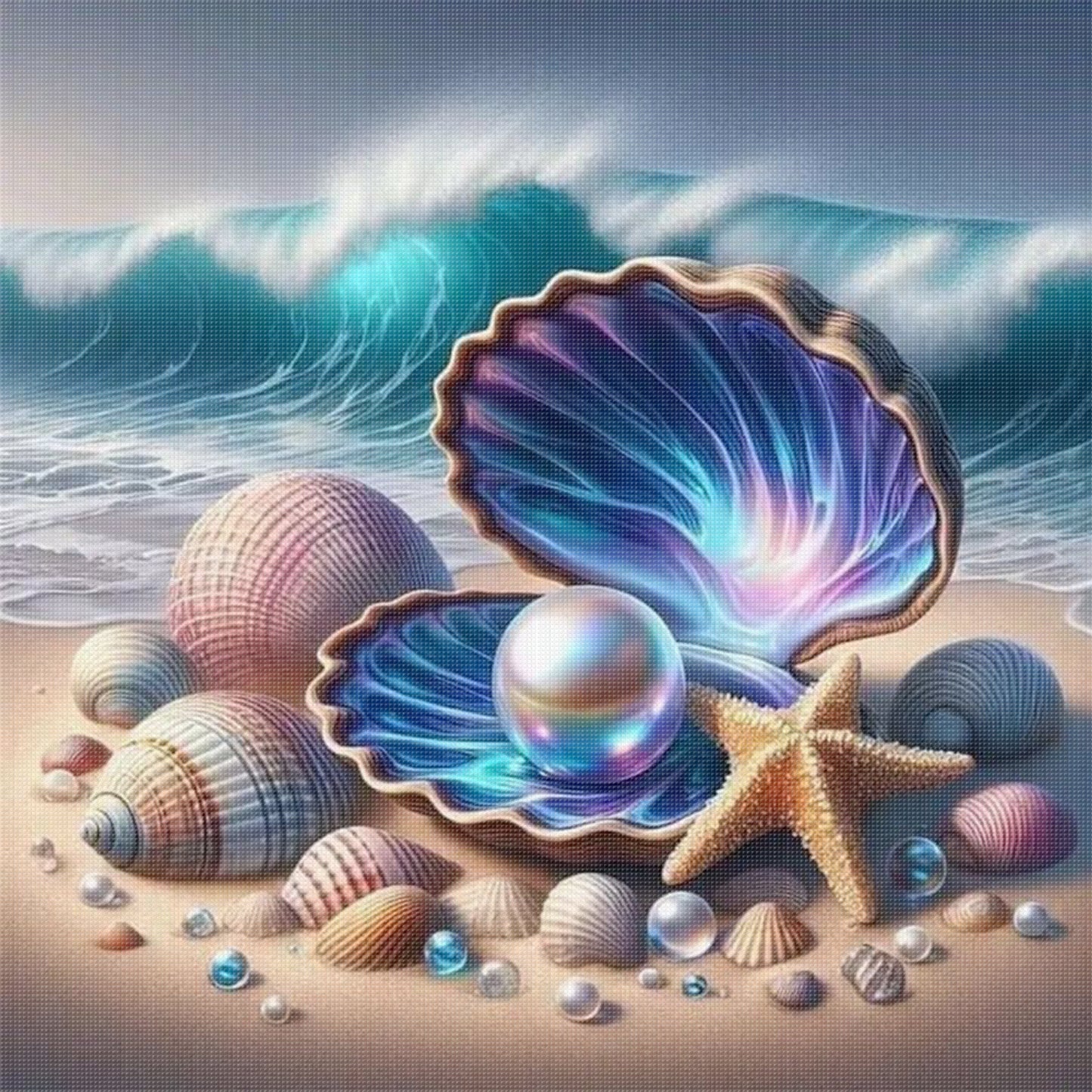 Seashell - Full 11CT Stamped Cross Stitch 40x40CM - Huacan