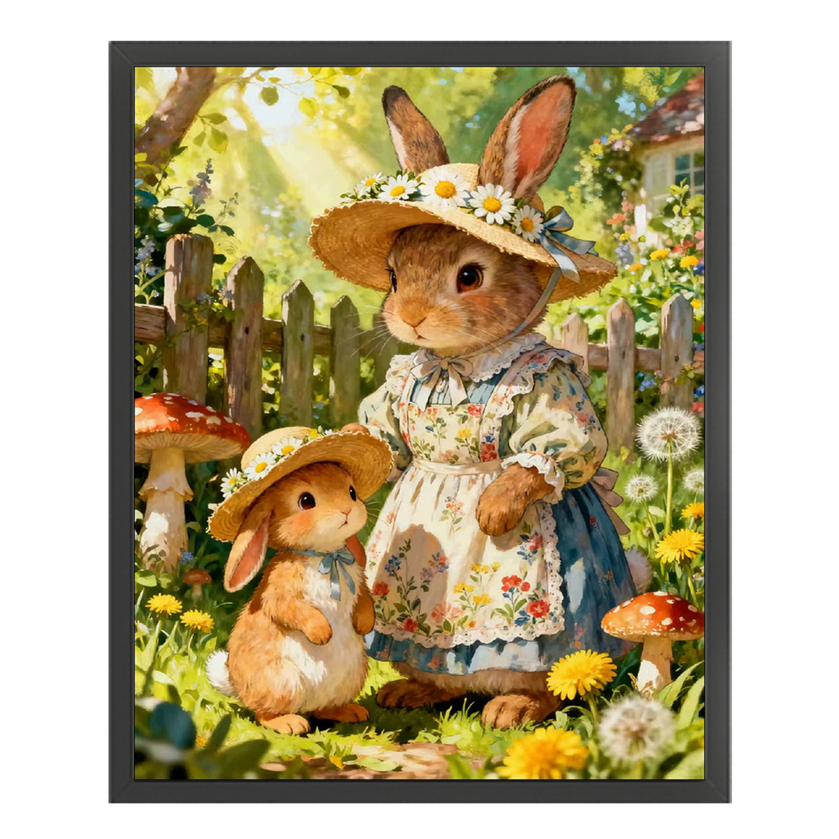 Mother And Daughter Rabbits - Full 14CT Stamped Cross Stitch 43x55CM - Huacan
