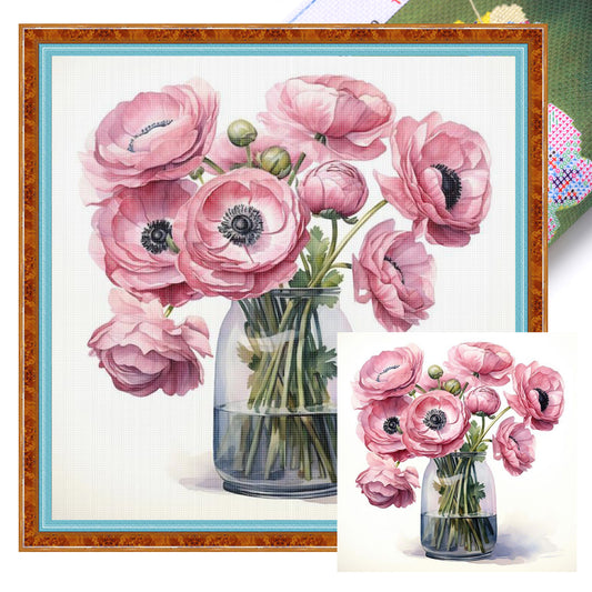 Poppy - Full 18CT Stamped Cross Stitch 25x25CM - Huacan