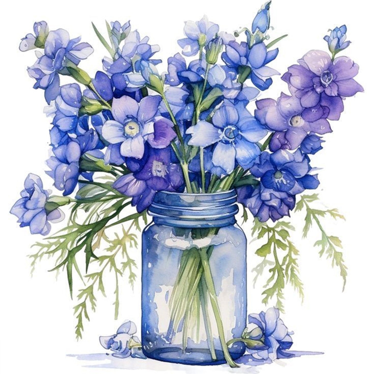 Larkspur - Full 18CT Stamped Cross Stitch 25x25CM - Huacan