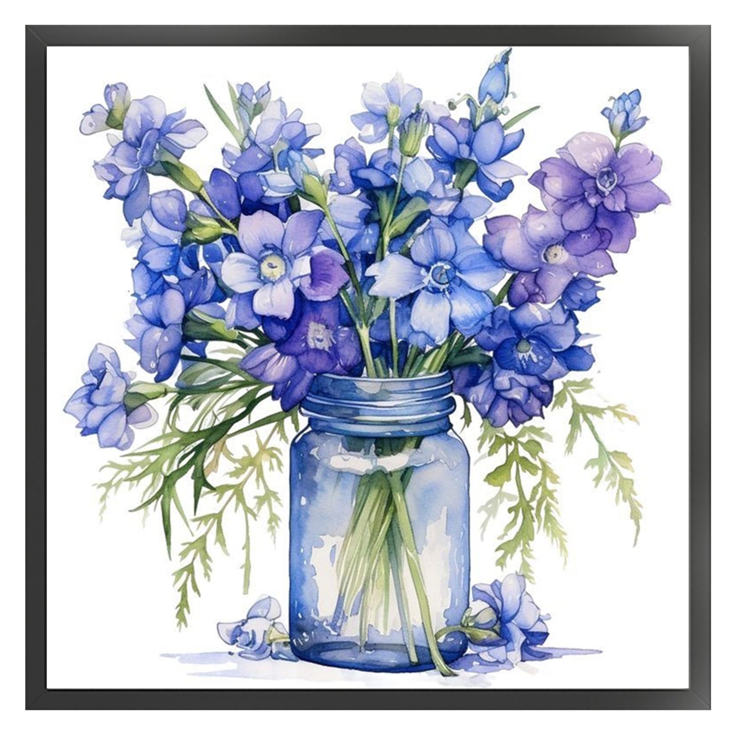 Larkspur - Full 18CT Stamped Cross Stitch 25x25CM - Huacan