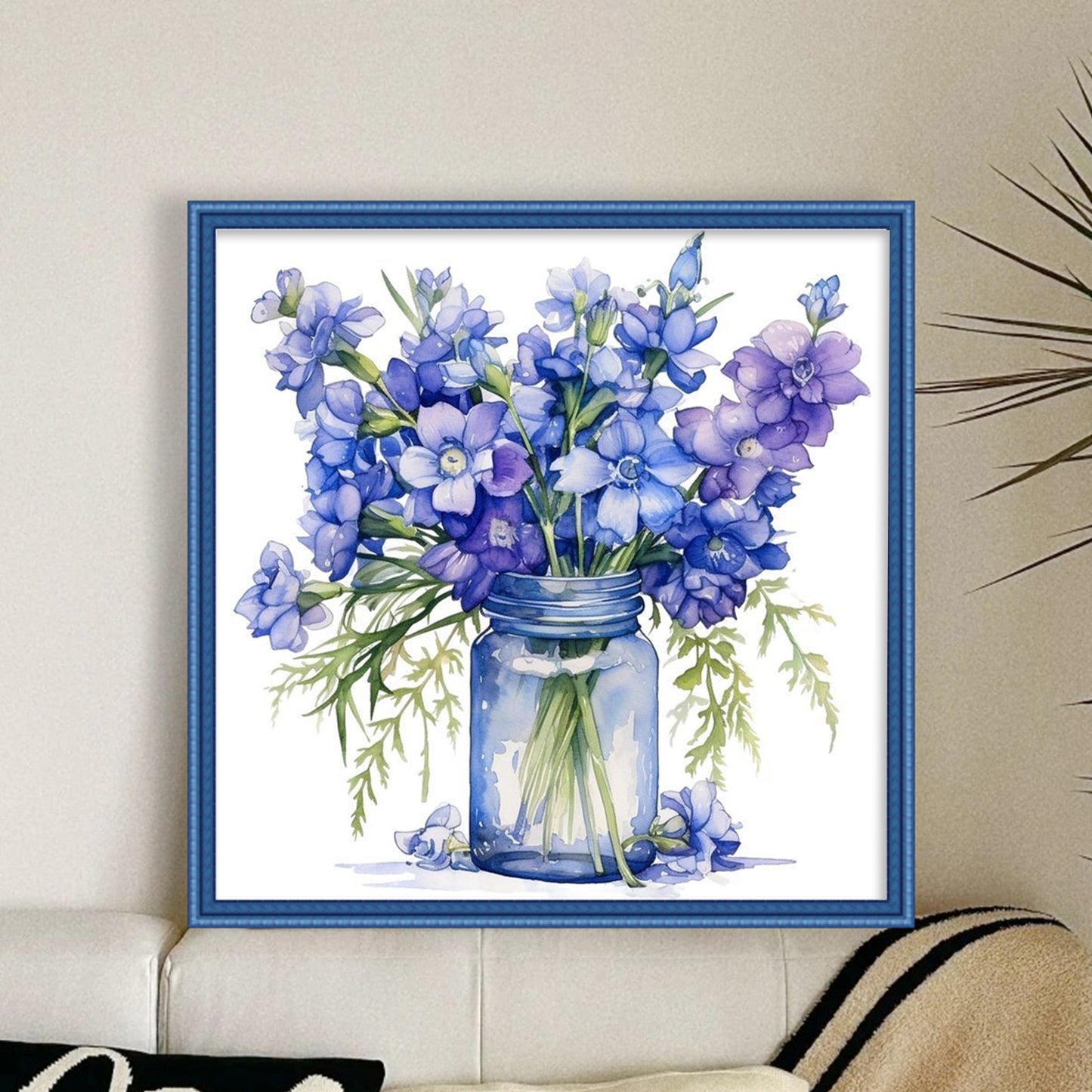 Larkspur - Full 18CT Stamped Cross Stitch 25x25CM - Huacan