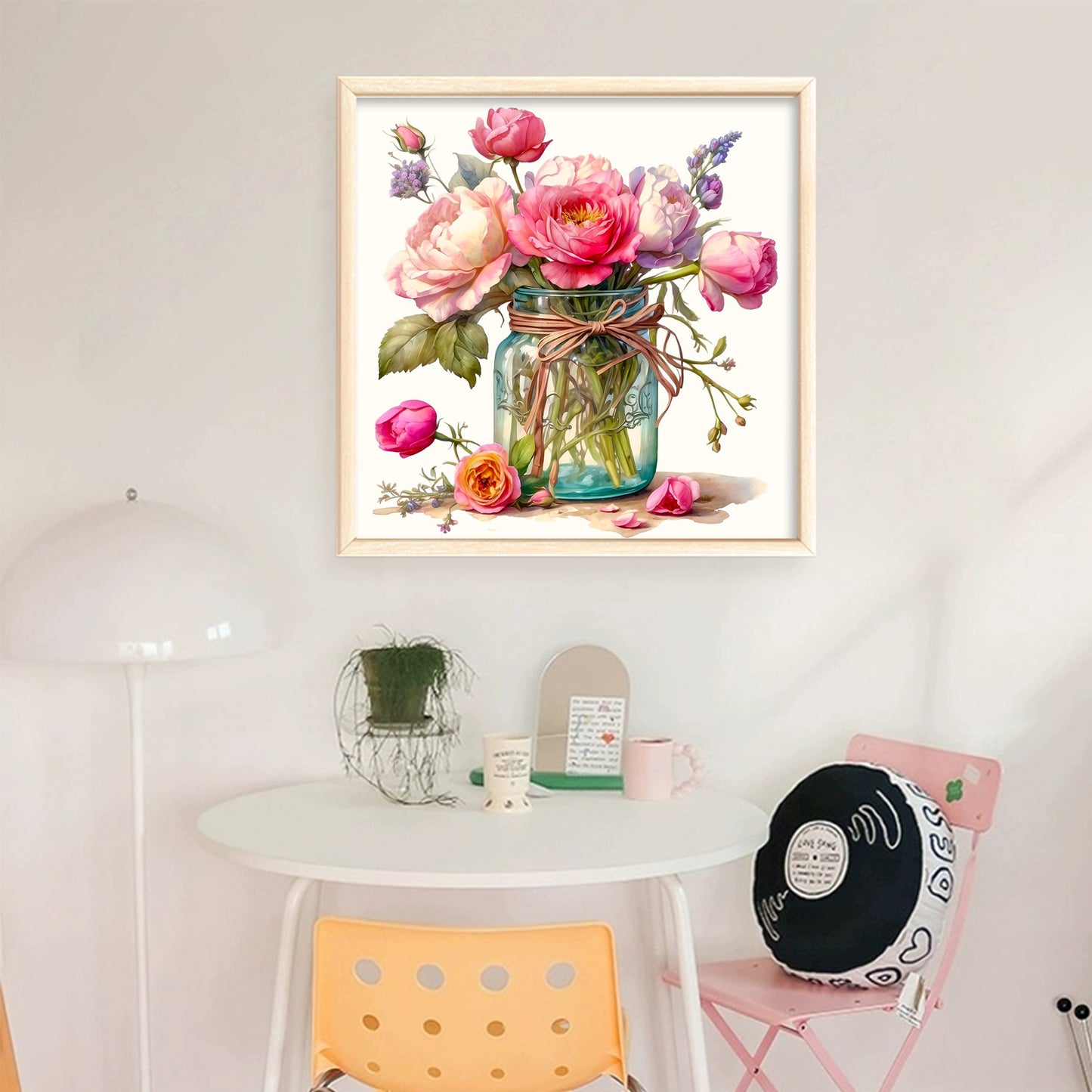 Peony And Rose - Full 18CT Stamped Cross Stitch 25x25CM - Huacan