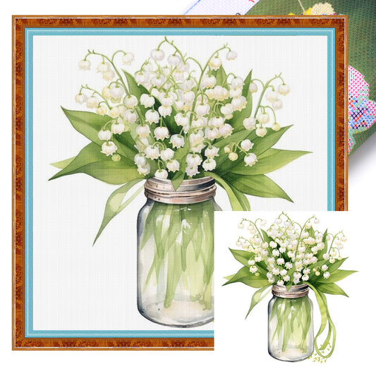 Lily Of The Valley - Full 18CT Stamped Cross Stitch 25x25CM - Huacan