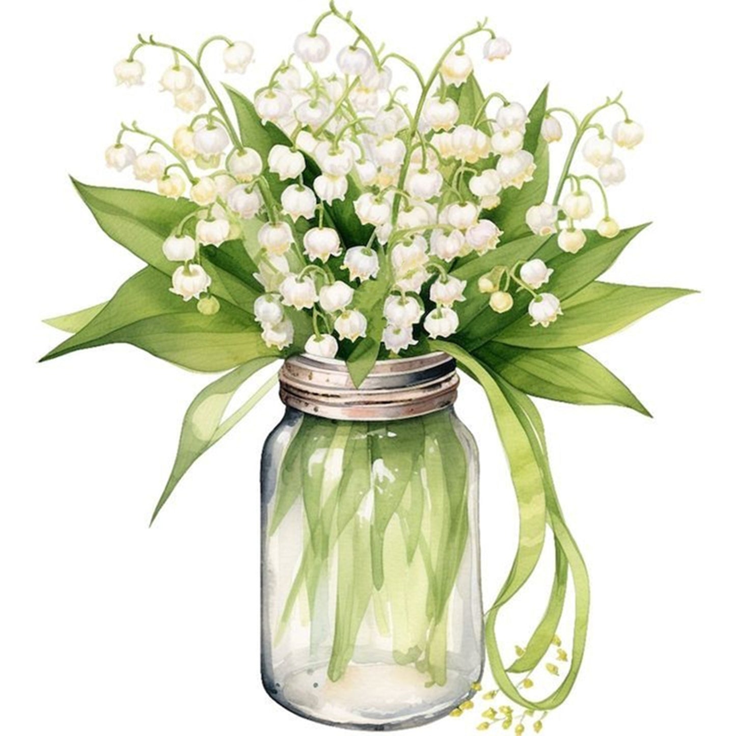 Lily Of The Valley - Full 18CT Stamped Cross Stitch 25x25CM - Huacan