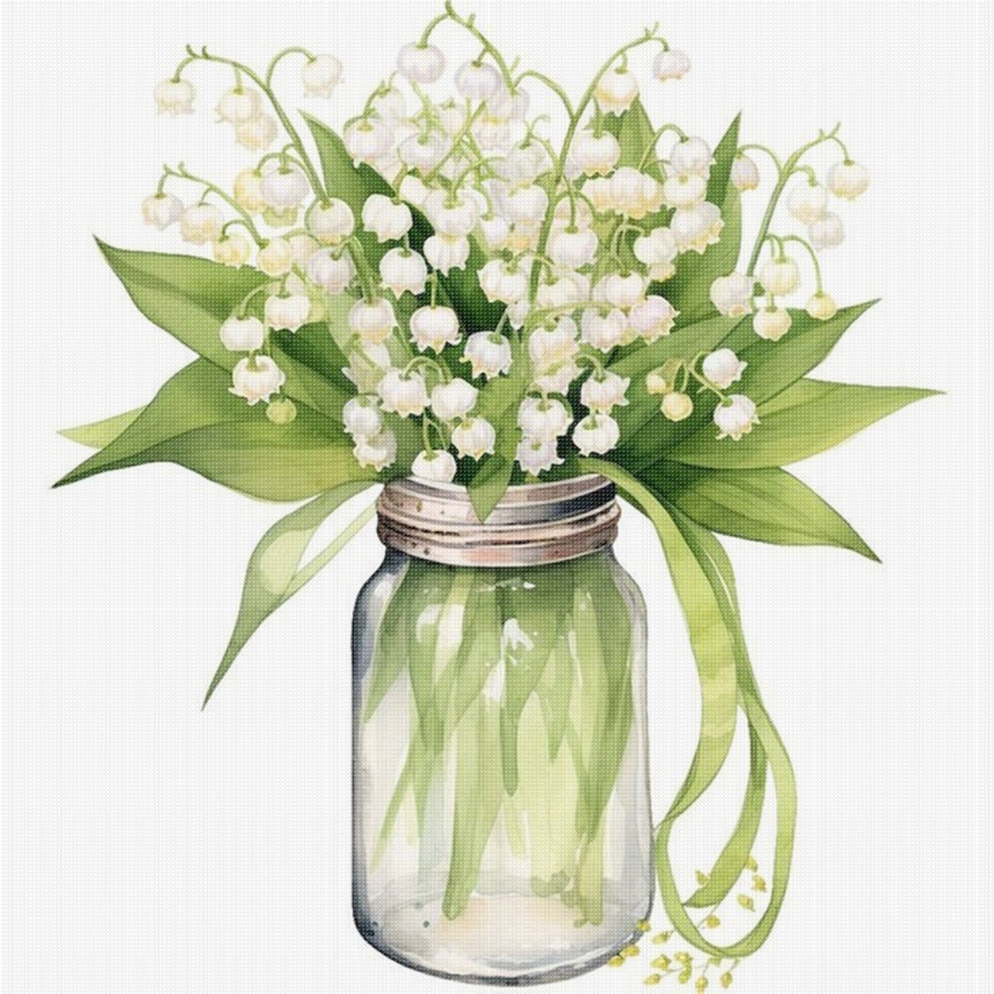 Lily Of The Valley - Full 18CT Stamped Cross Stitch 25x25CM - Huacan