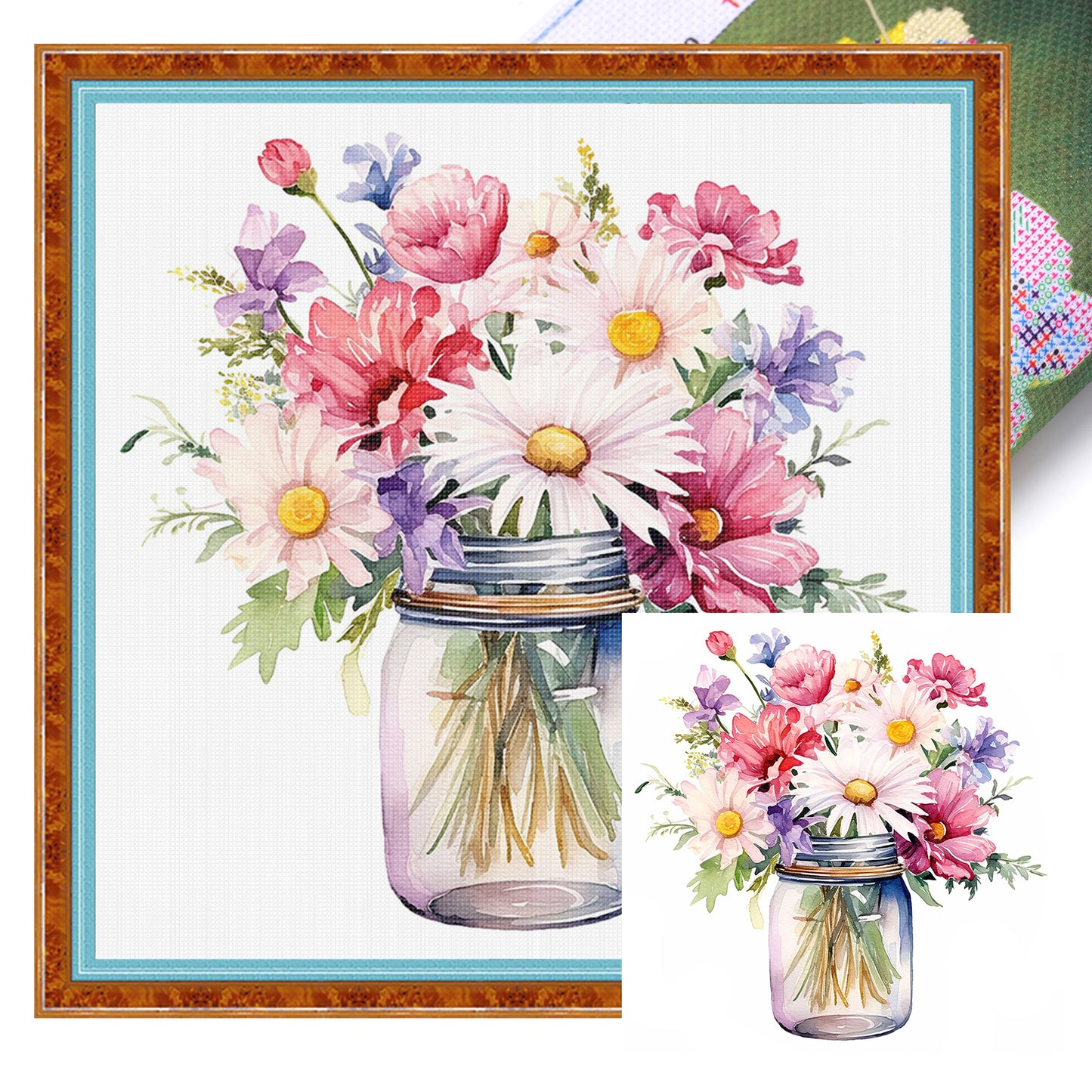 Daisy - Full 18CT Stamped Cross Stitch 25x25CM - Huacan