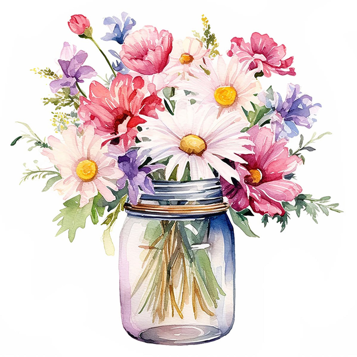 Daisy - Full 18CT Stamped Cross Stitch 25x25CM - Huacan