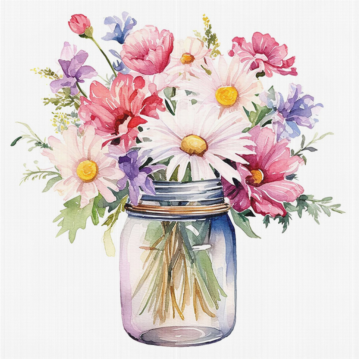 Daisy - Full 18CT Stamped Cross Stitch 25x25CM - Huacan
