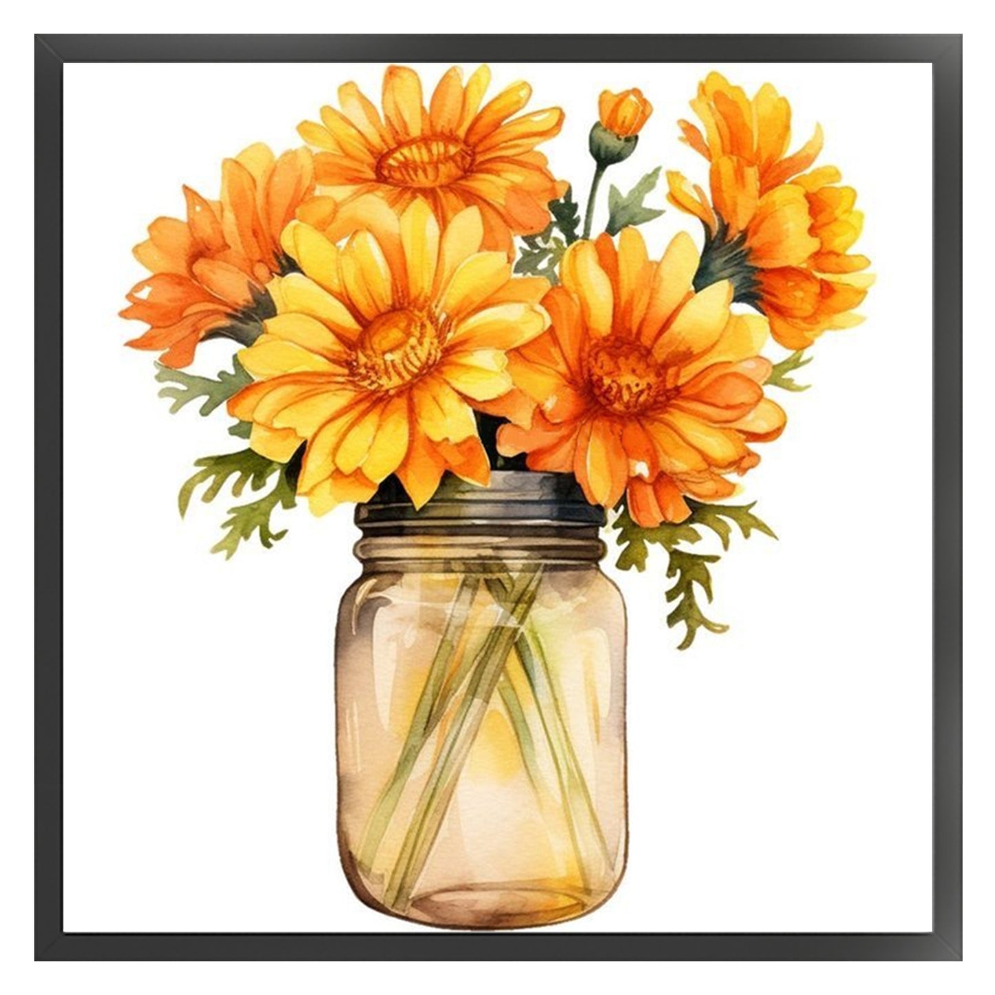 Orange Marigold - Full 18CT Stamped Cross Stitch 25x25CM - Huacan