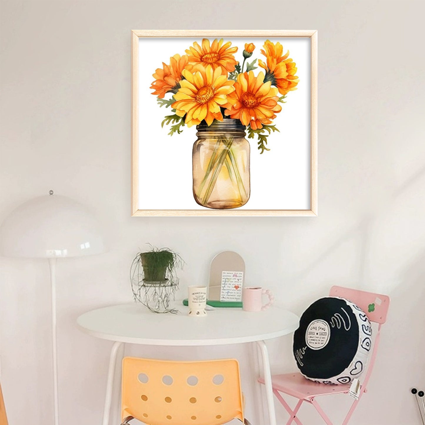 Orange Marigold - Full 18CT Stamped Cross Stitch 25x25CM - Huacan