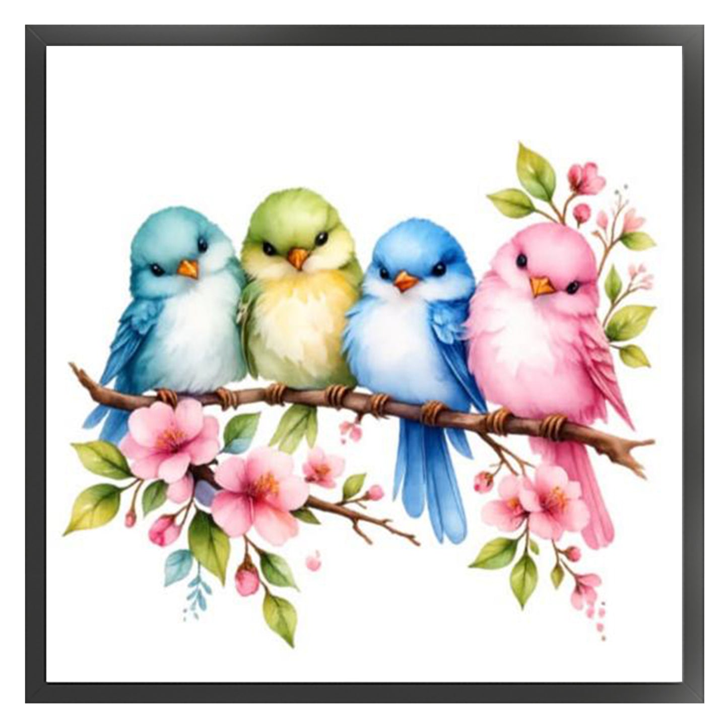 Four Little Birds - Full 18CT Stamped Cross Stitch 25x25CM - Huacan