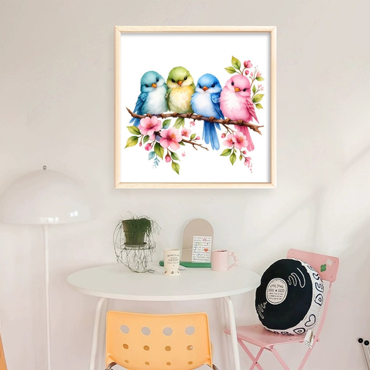 Four Little Birds - Full 18CT Stamped Cross Stitch 25x25CM - Huacan