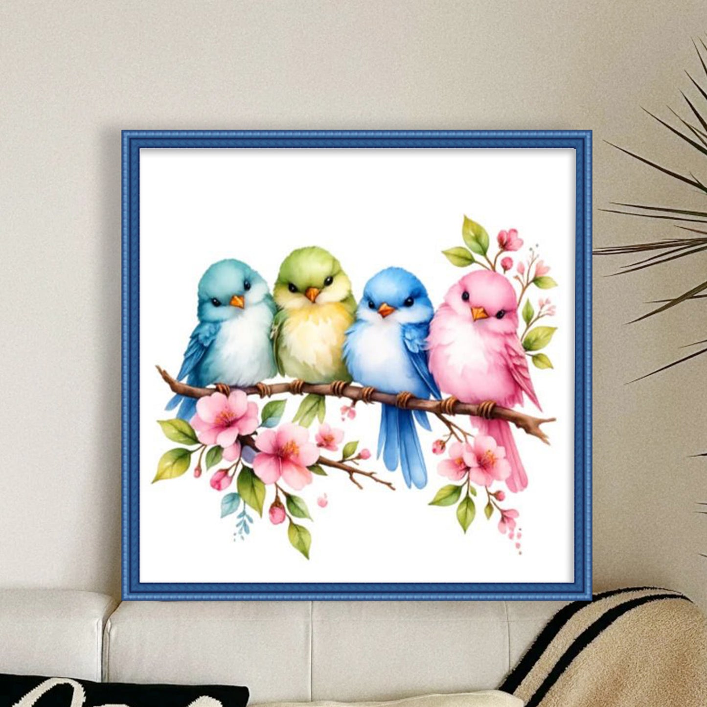 Four Little Birds - Full 18CT Stamped Cross Stitch 25x25CM - Huacan