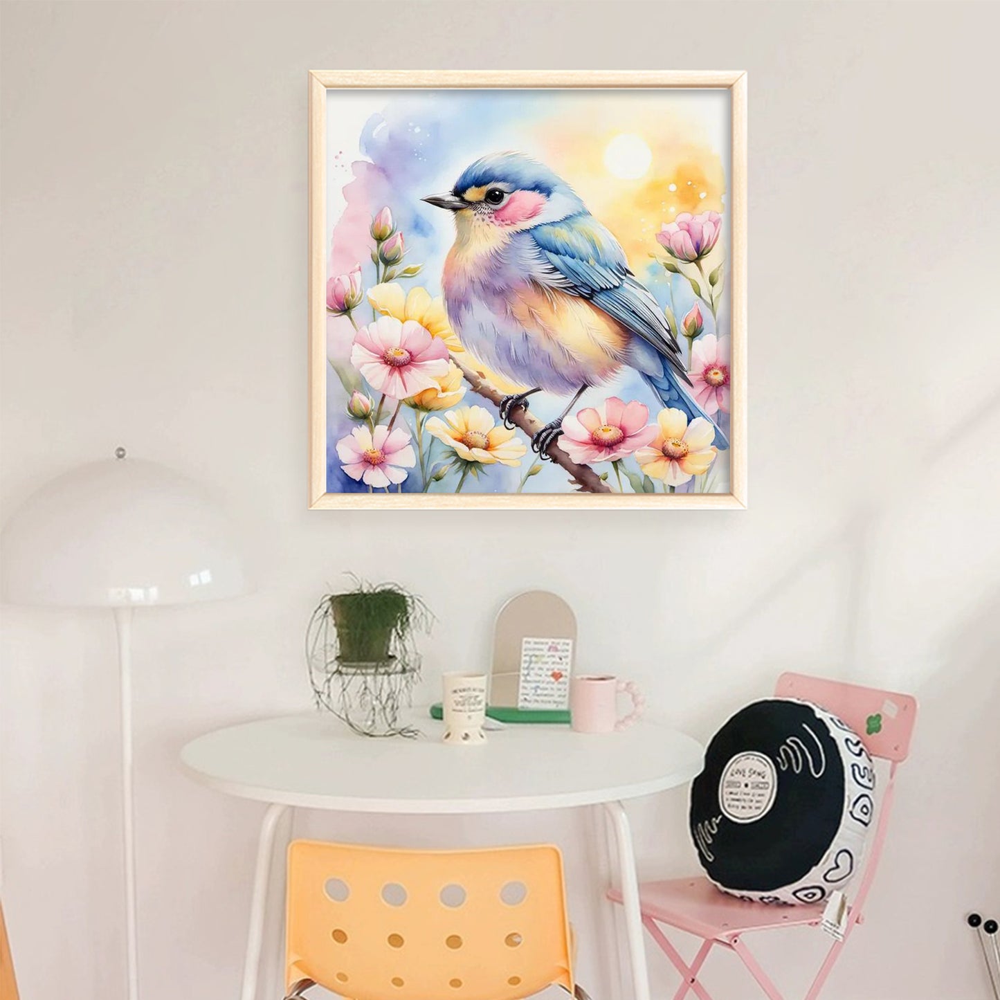 Bird And Flowers - Full 18CT Stamped Cross Stitch 25x25CM - Huacan