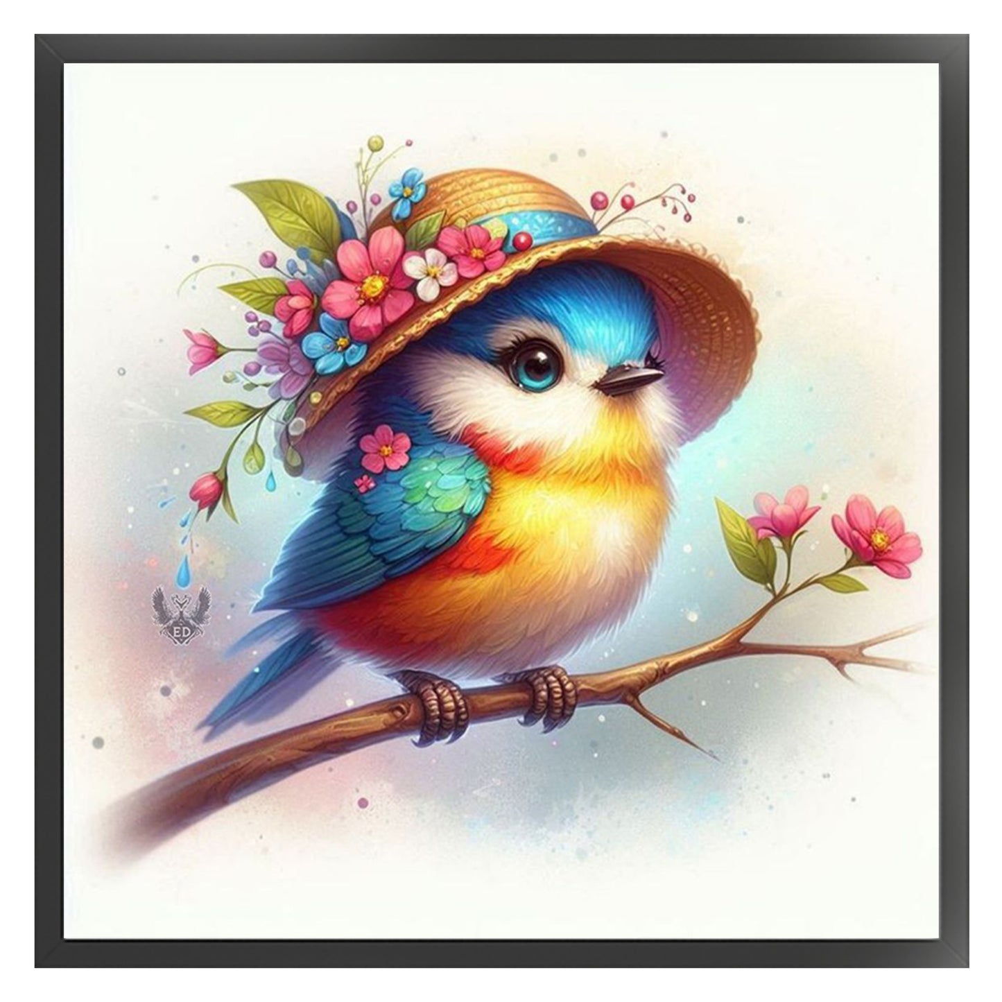 Bird With Hat - Full 18CT Stamped Cross Stitch 25x25CM - Huacan