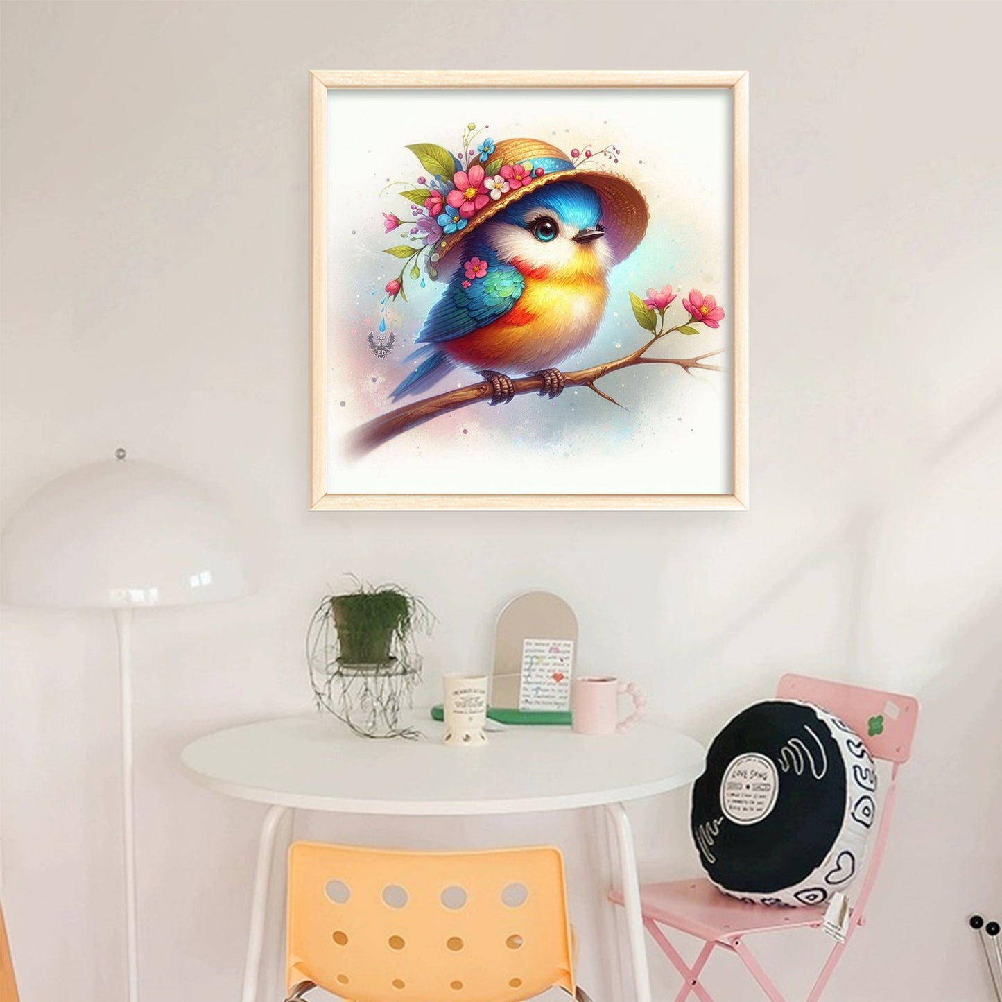 Bird With Hat - Full 18CT Stamped Cross Stitch 25x25CM - Huacan