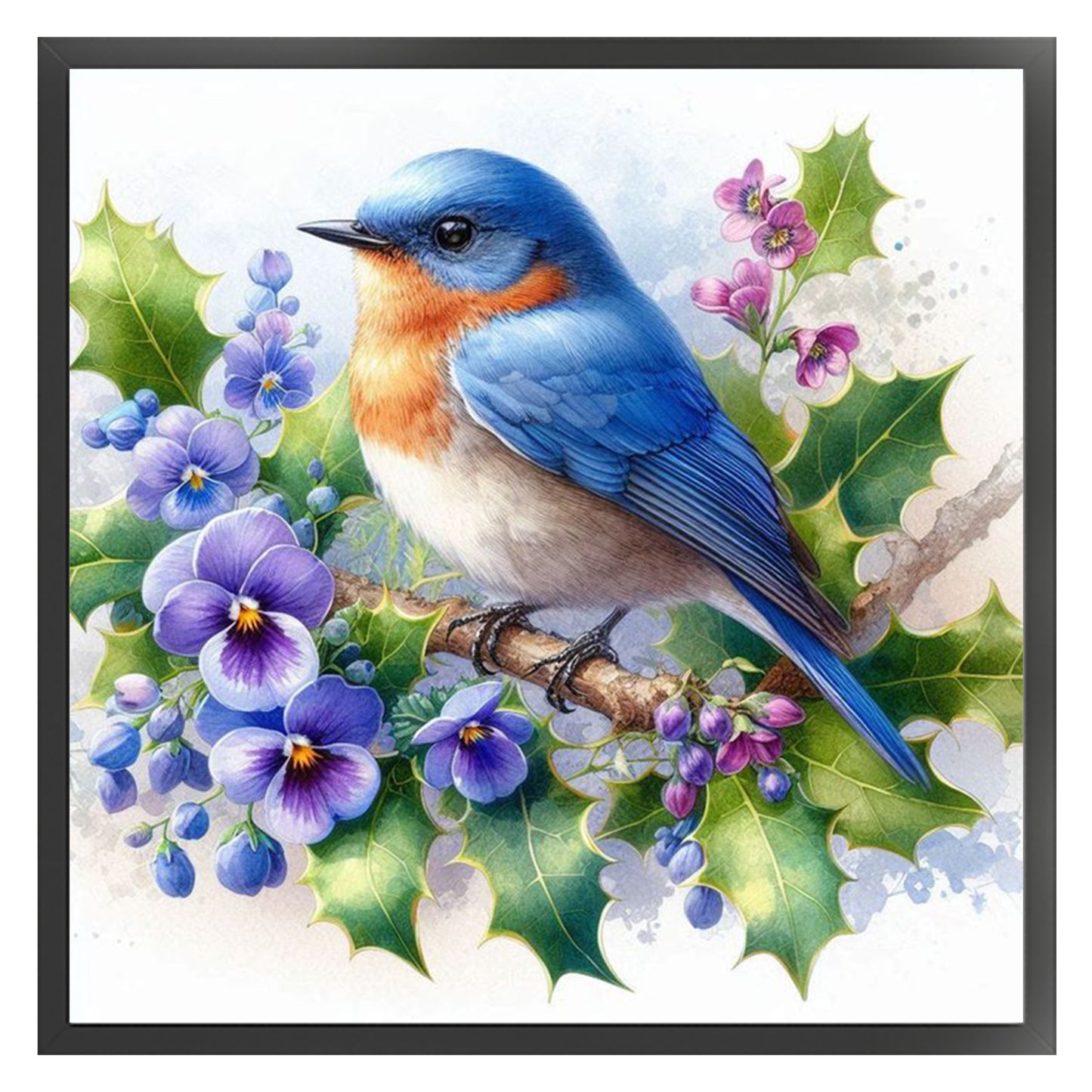 Blue Tit - Full 18CT Stamped Cross Stitch 25x25CM - Huacan