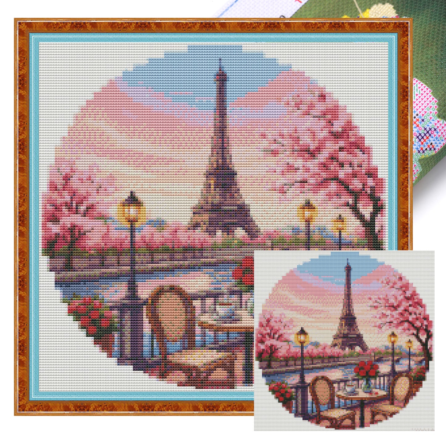 Eiffel Tower - Full 18CT Stamped Cross Stitch 25x25CM - Huacan