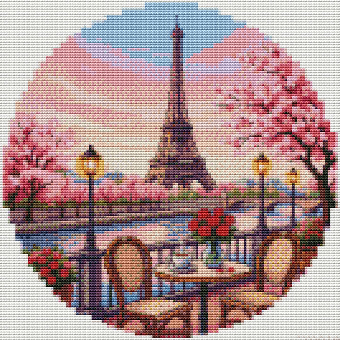 Eiffel Tower - Full 18CT Stamped Cross Stitch 25x25CM - Huacan