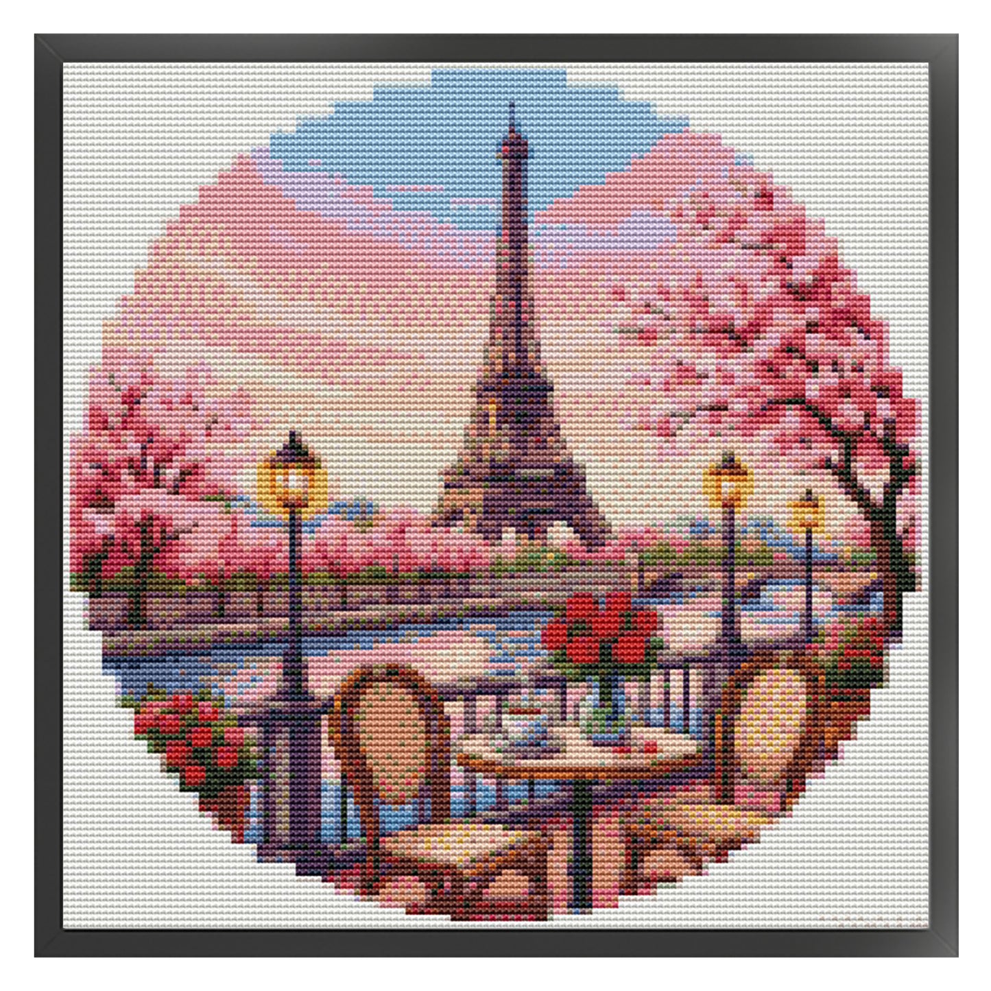 Eiffel Tower - Full 18CT Stamped Cross Stitch 25x25CM - Huacan