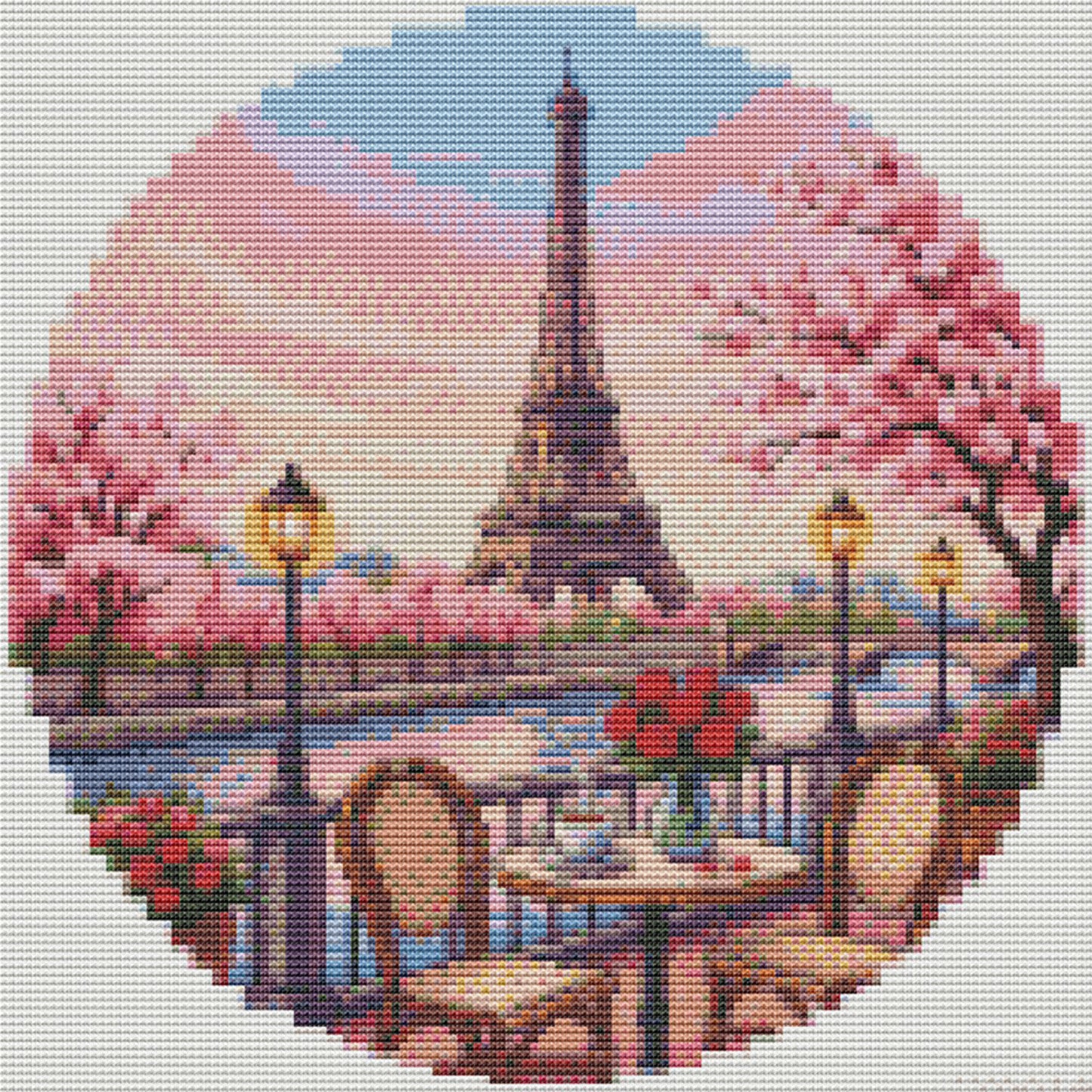 Eiffel Tower - Full 18CT Stamped Cross Stitch 25x25CM - Huacan