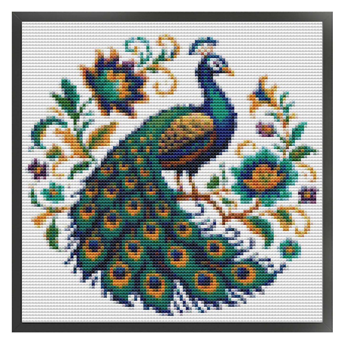 Peacock - Full 18CT Stamped Cross Stitch 20x20CM - Huacan
