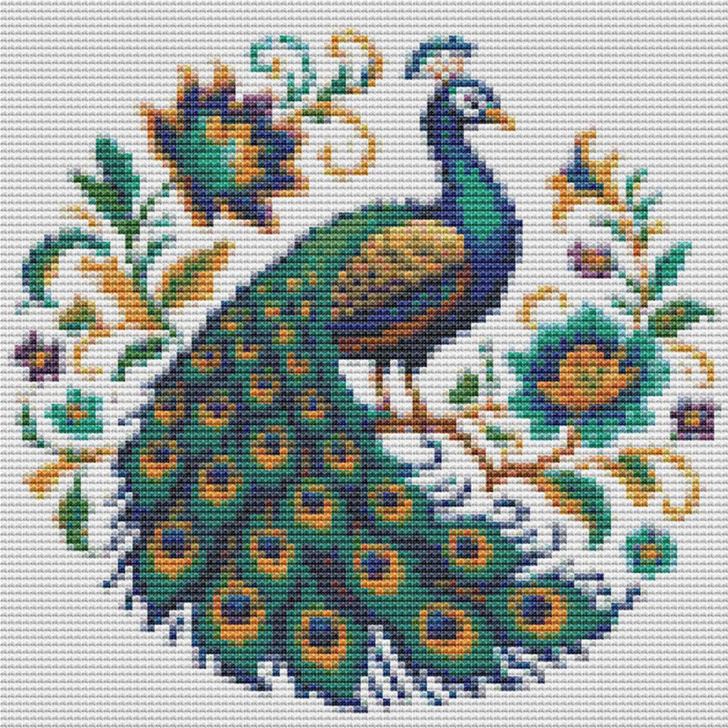 Peacock - Full 18CT Stamped Cross Stitch 20x20CM - Huacan