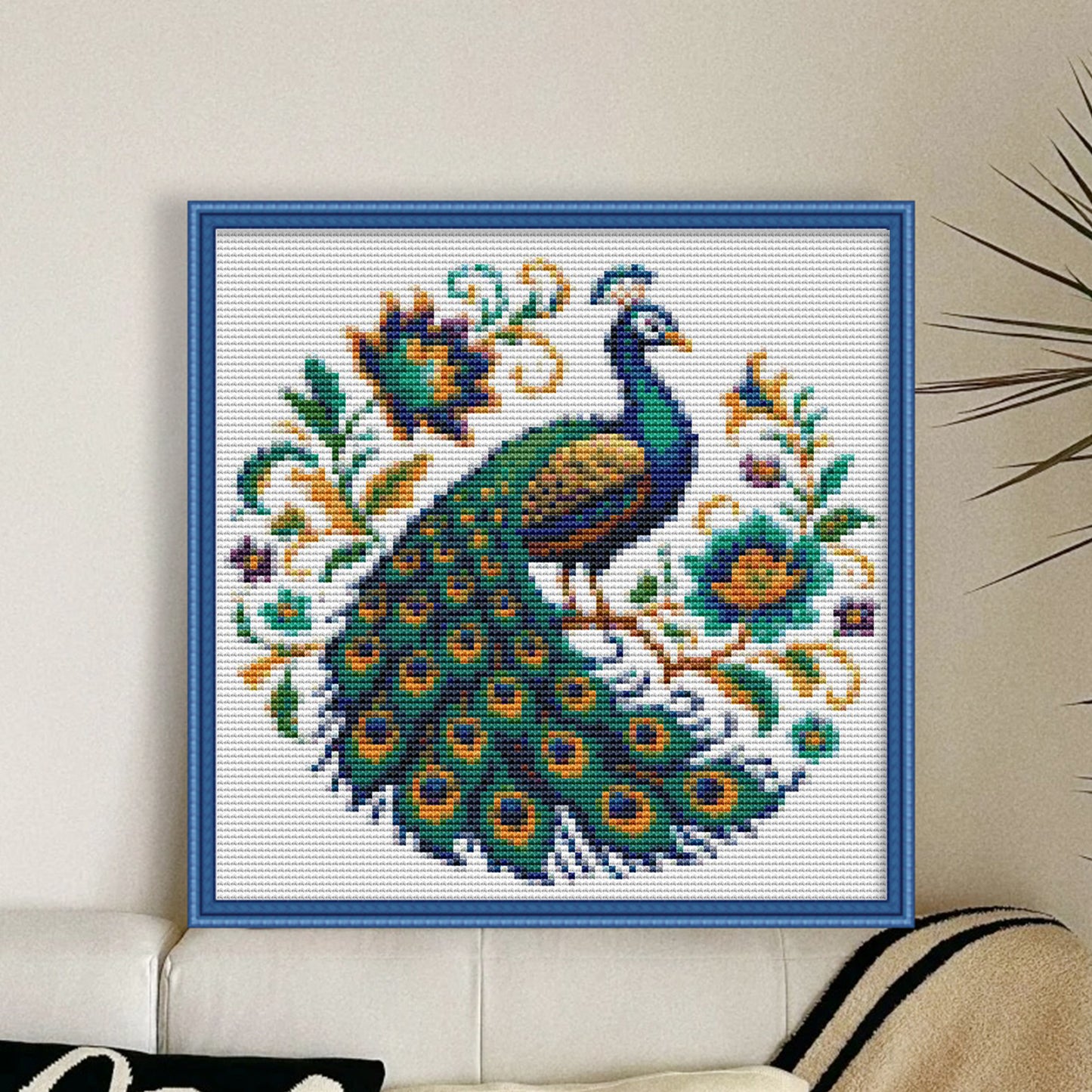 Peacock - Full 18CT Stamped Cross Stitch 20x20CM - Huacan