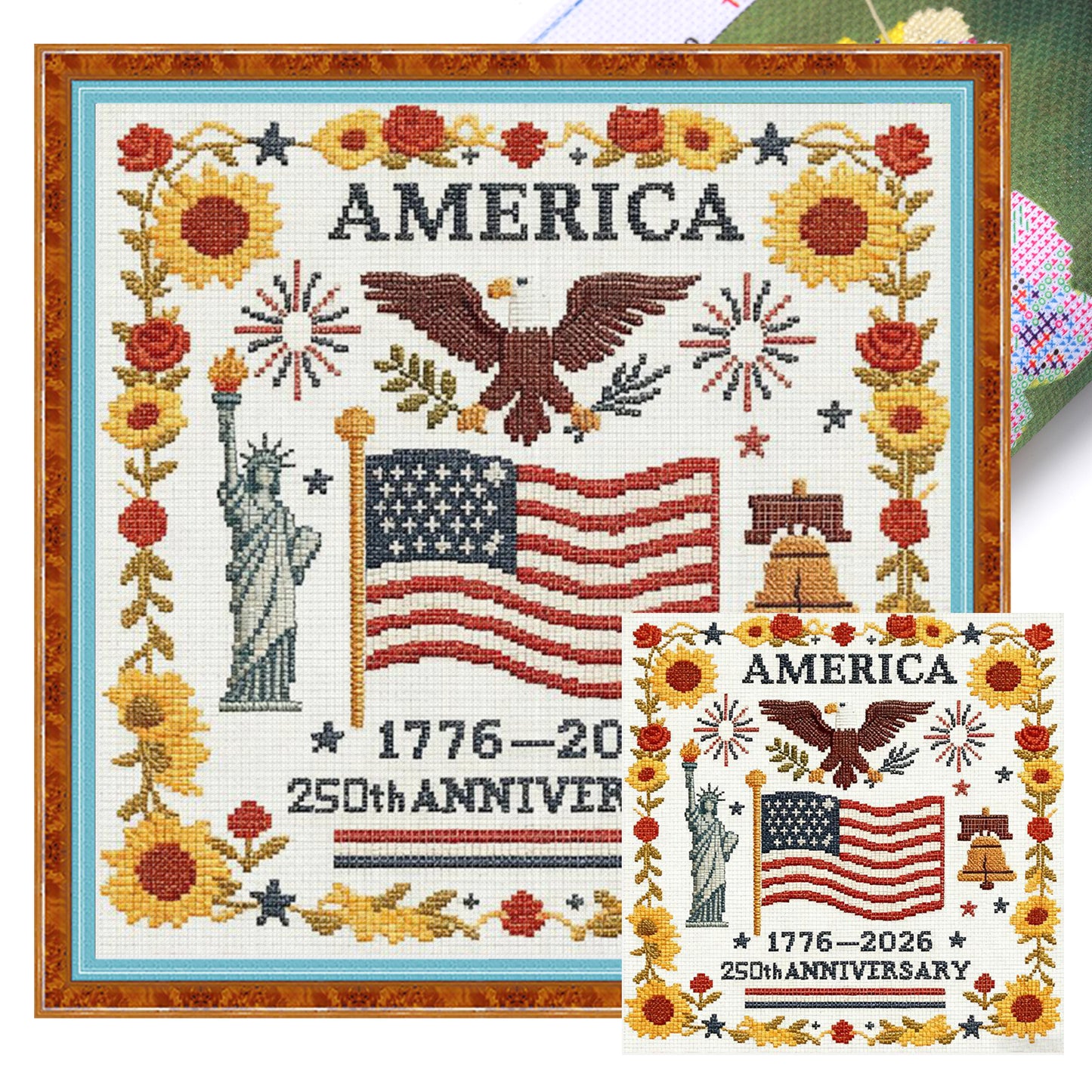 250Th Us Independence Day - Partial 11CT Stamped Cross Stitch 36x36CM - Mona Lisa