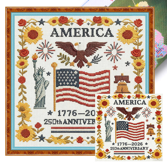 250Th Us Independence Day - Partial 11CT Stamped Cross Stitch 36x36CM - Mona Lisa