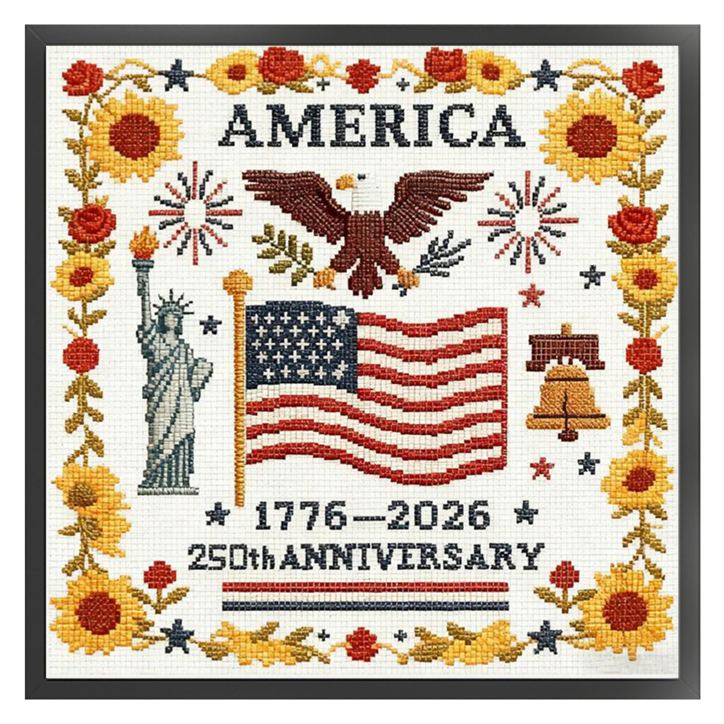 250Th Us Independence Day - Partial 11CT Stamped Cross Stitch 36x36CM - Mona Lisa
