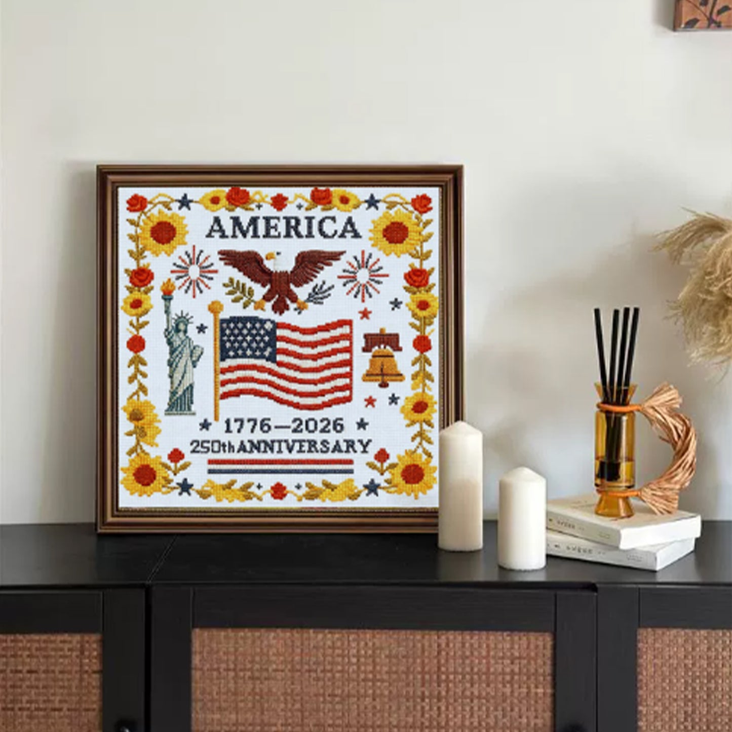 250Th Us Independence Day - Partial 11CT Stamped Cross Stitch 36x36CM - Mona Lisa