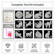 Load image into Gallery viewer, 12pcs/set Pearl Diamond Painting 15x15CM Cat Unframed Handmade Pearl Material Art Set Room Wall Decoration
