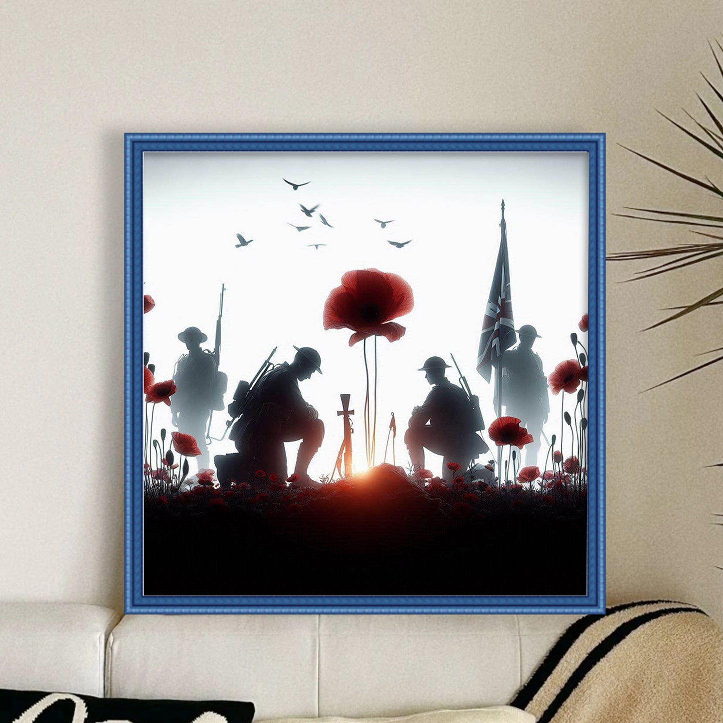 Poppy Field Tribute - Full 11CT Stamped Cross Stitch 40x40CM - Huacan
