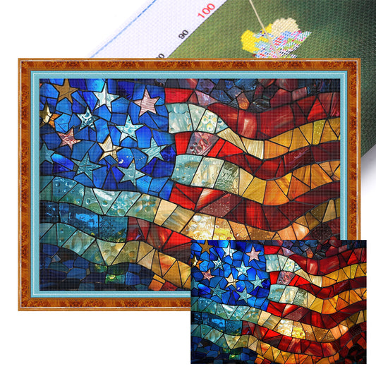 American Flag - Full 11CT Stamped Cross Stitch 50x35CM - Huacan
