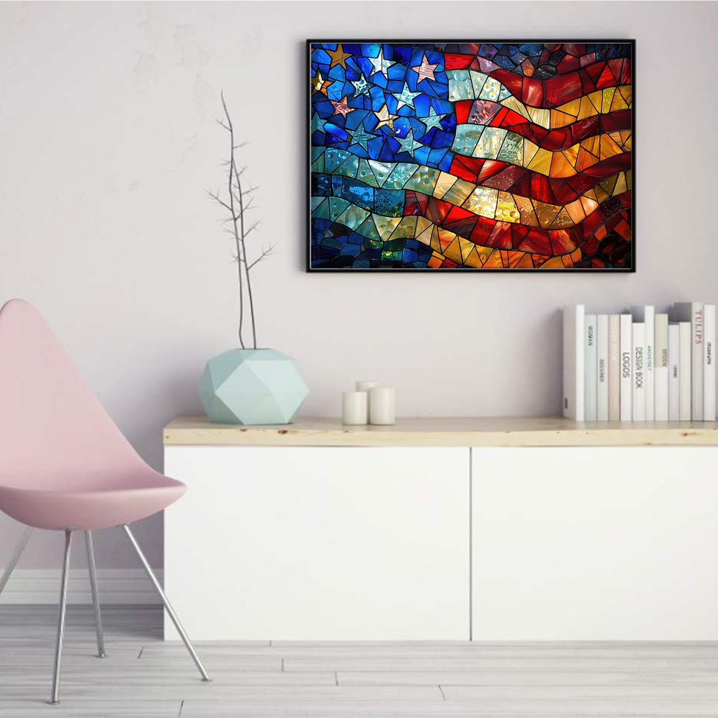 American Flag - Full 11CT Stamped Cross Stitch 50x35CM - Huacan