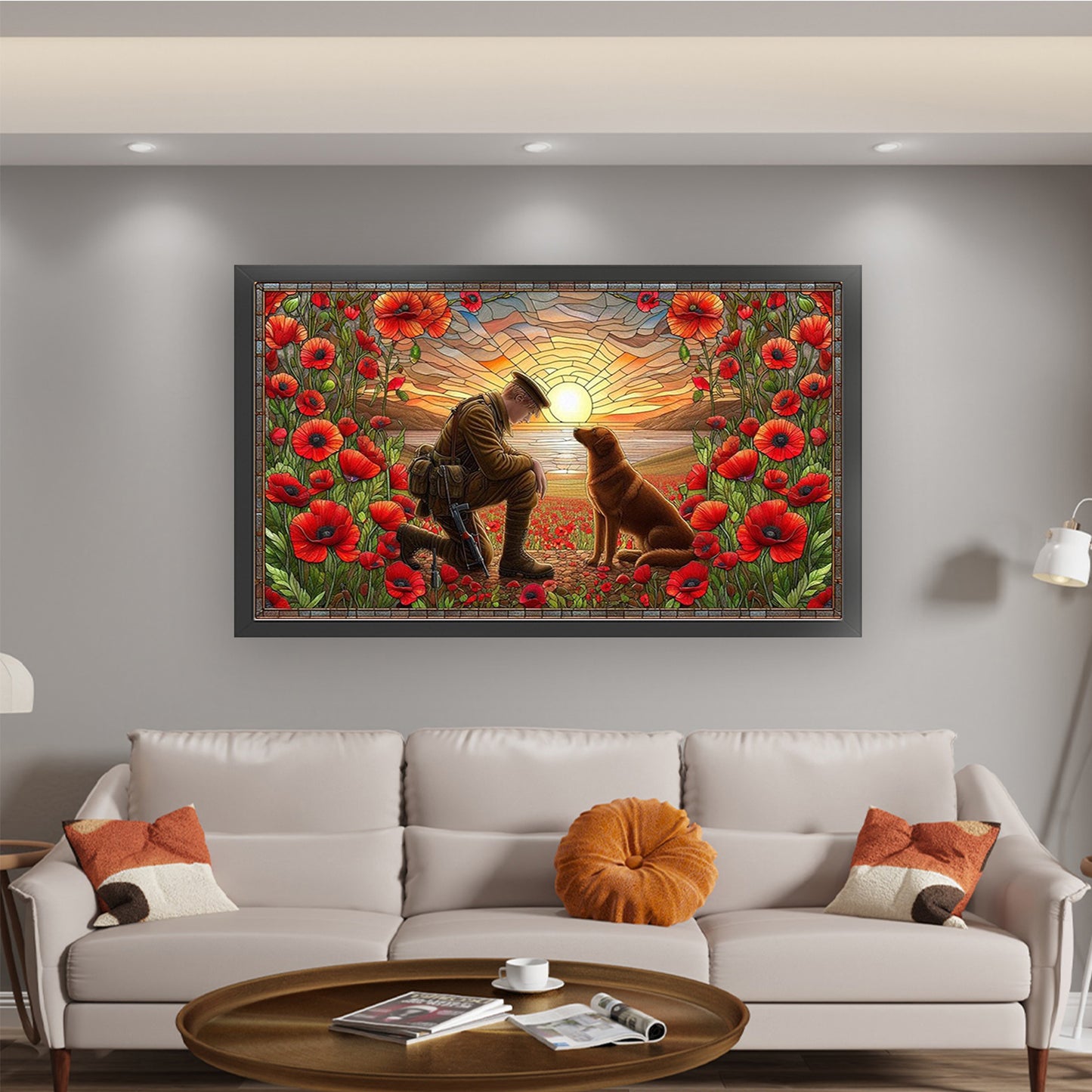 Poppies And Soldiers - Full 11CT Stamped Cross Stitch 40x70CM - Huacan
