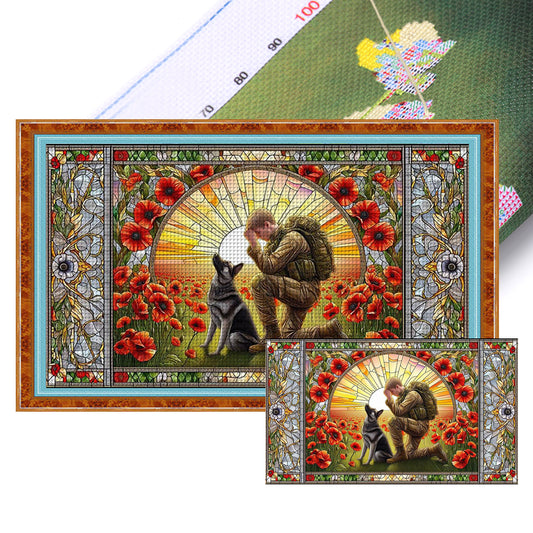 Warrior Poppy - Full 11CT Stamped Cross Stitch 70x40CM - Huacan