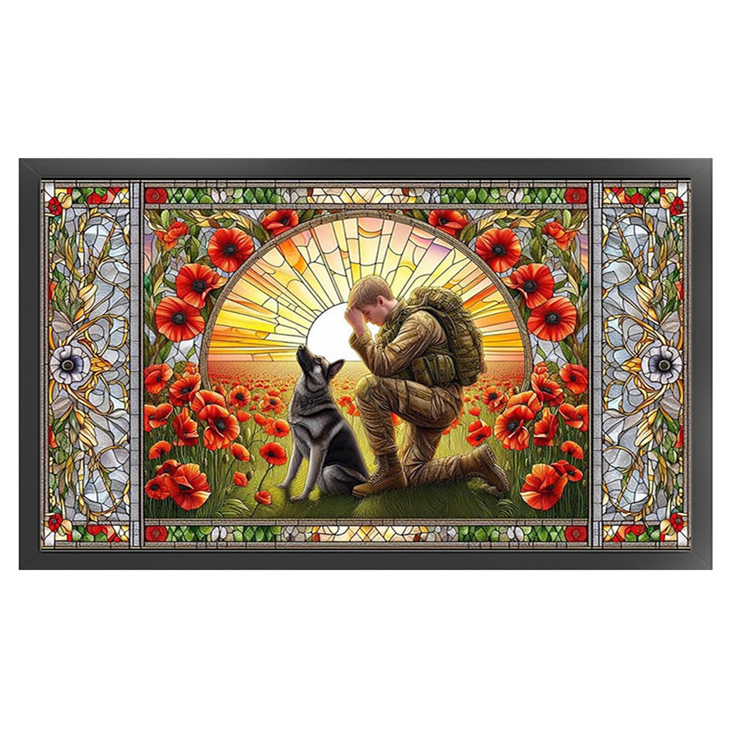 Warrior Poppy - Full 11CT Stamped Cross Stitch 70x40CM - Huacan
