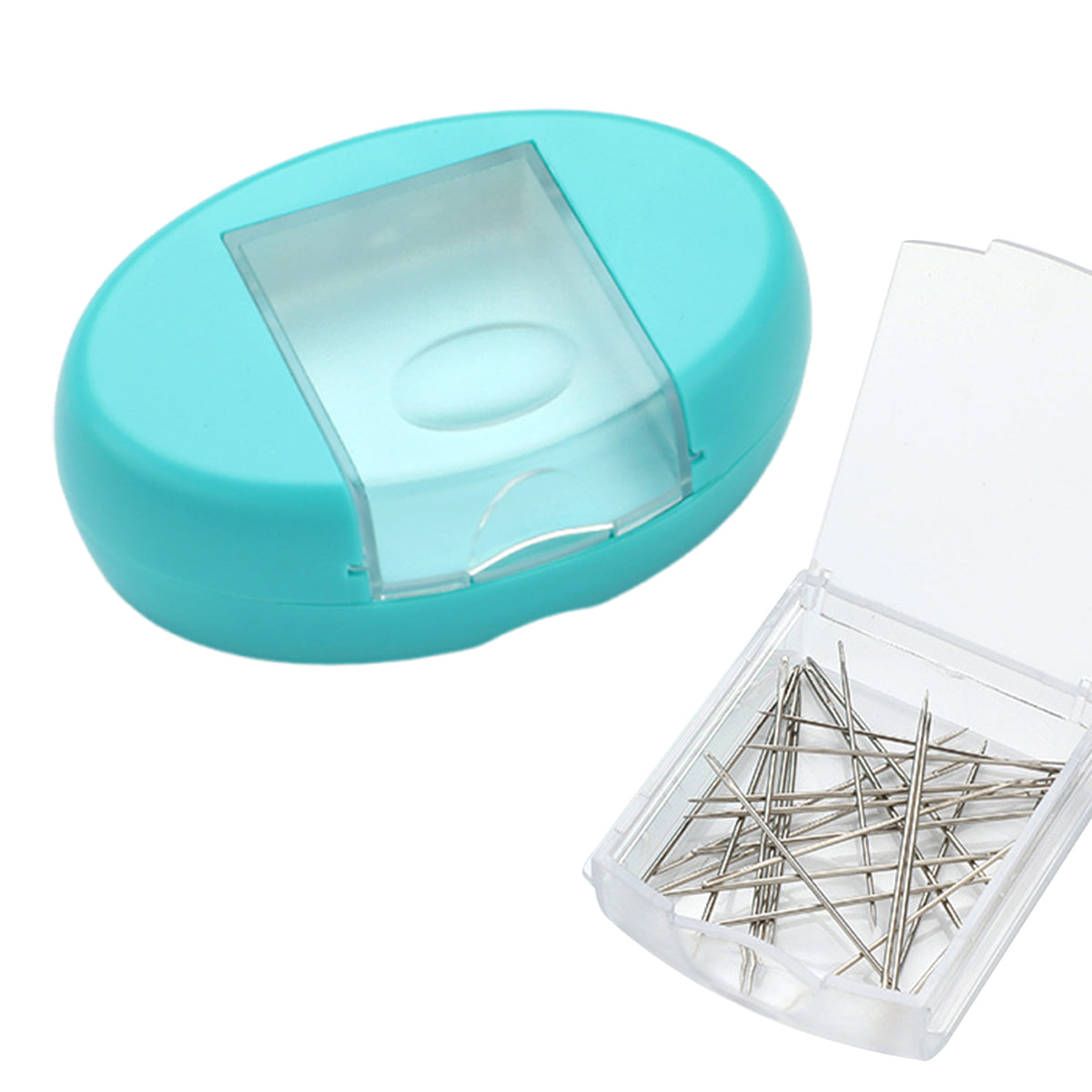 Magnetic Pin Cushion with Drawer Oval Design Pin Holder (Green)