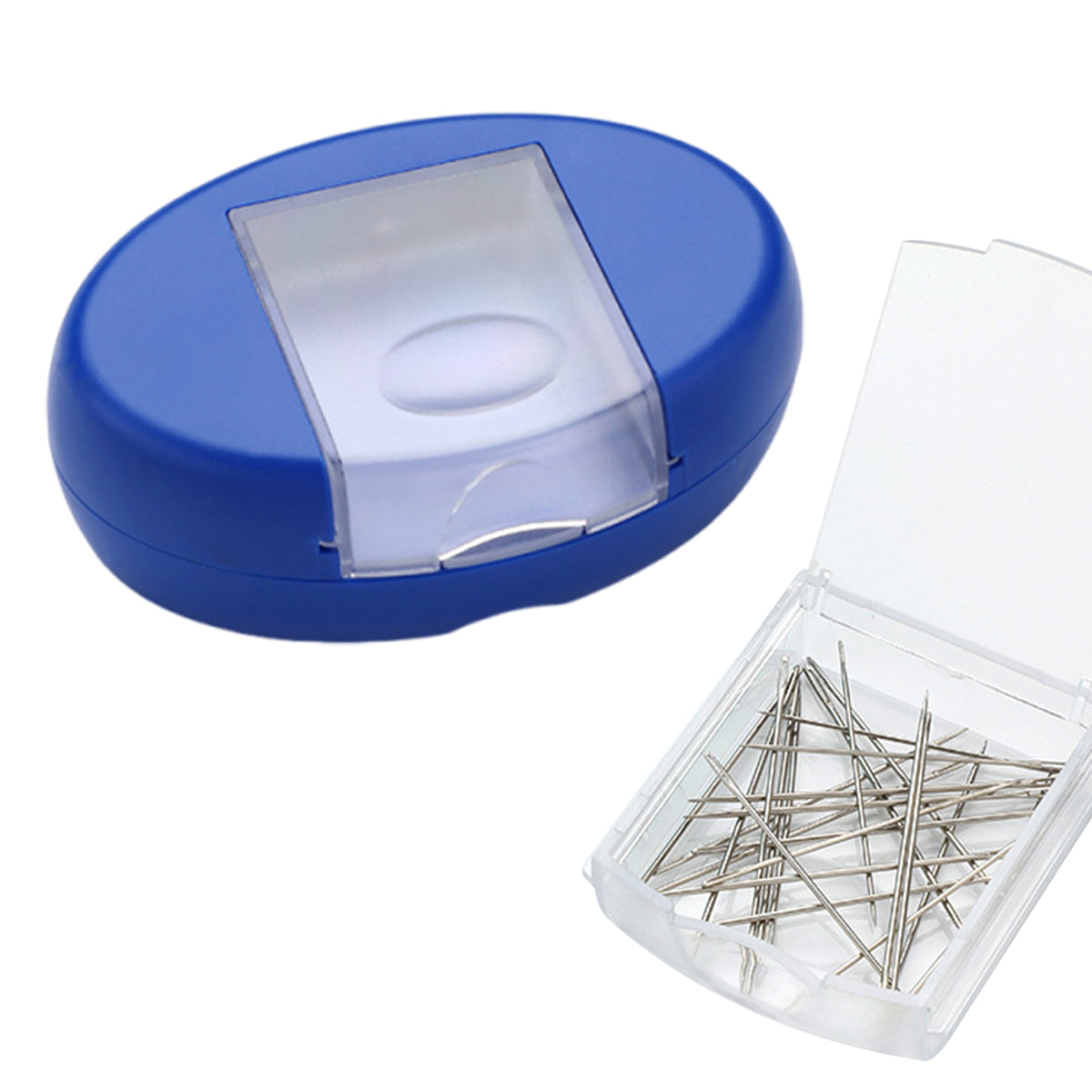 Magnetic Pin Holder with Drawer Oval Design Sewing Pincushion (Blue)