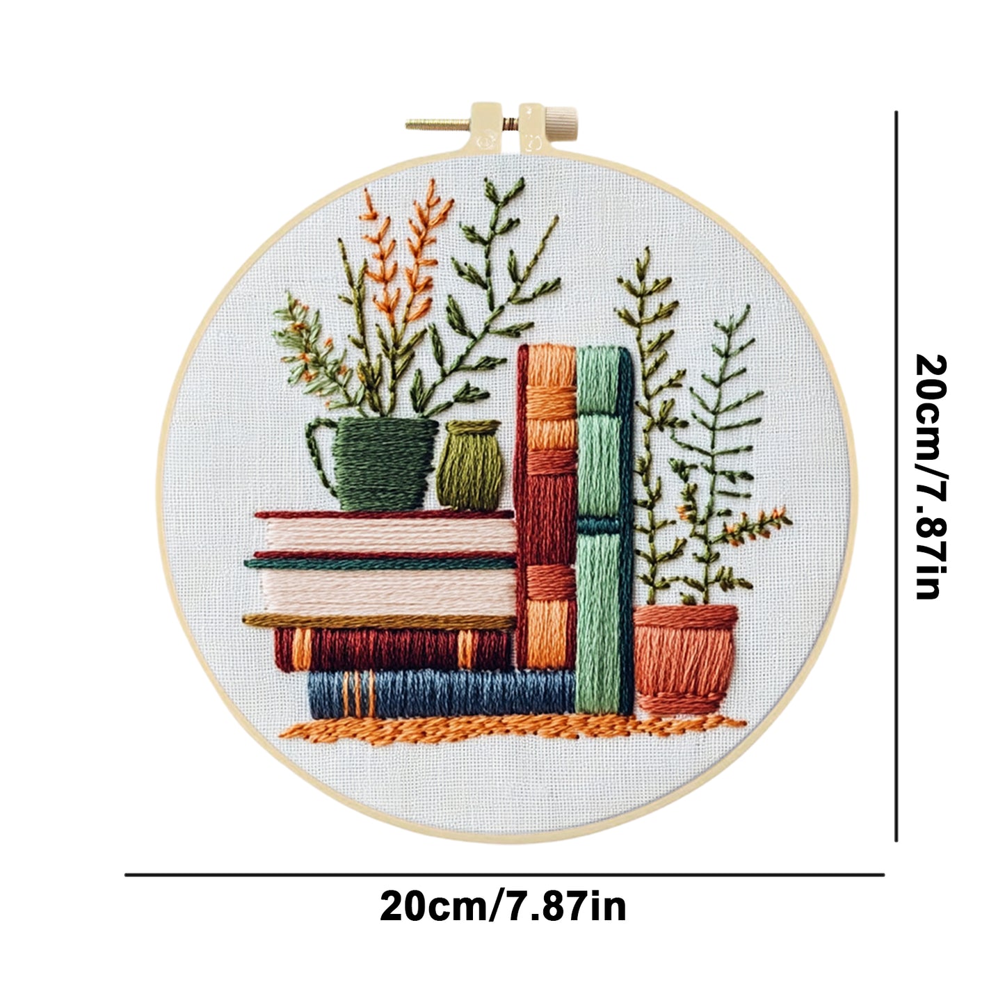 Books - DIY Embroidery Cross Stitch Kit with Pattern Cotton Threads Needles Hoop 30x30CM/11.81x11.81in