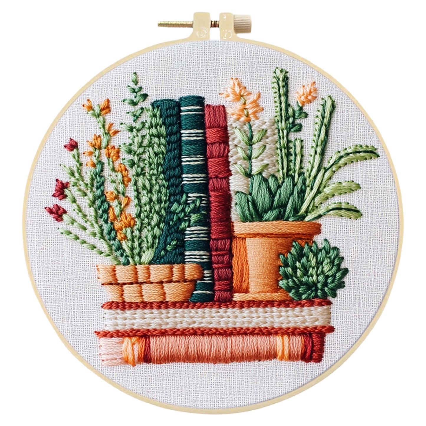 Books - DIY Embroidery Cross Stitch Kit with Pattern Cotton Threads Needles Hoop 30x30CM/11.81x11.81in