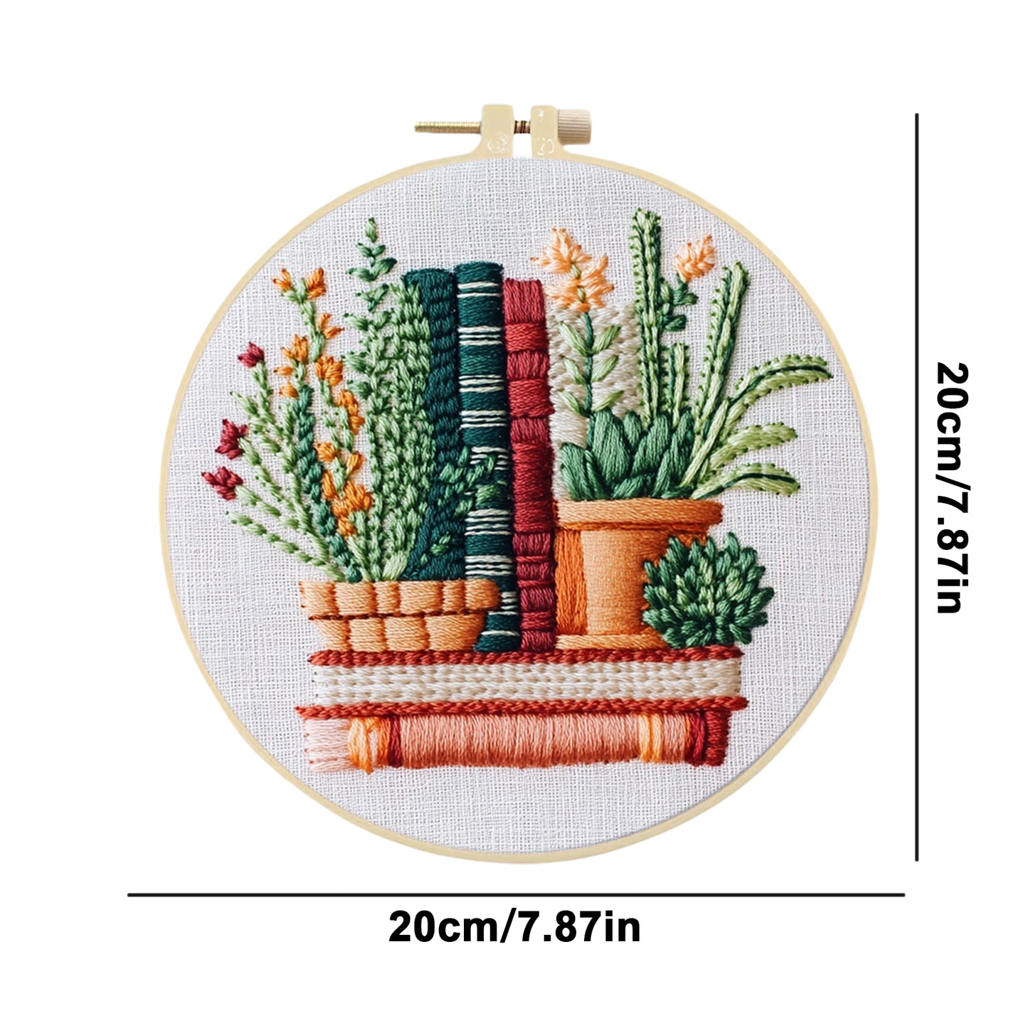 Books - DIY Embroidery Cross Stitch Kit with Pattern Cotton Threads Needles Hoop 30x30CM/11.81x11.81in