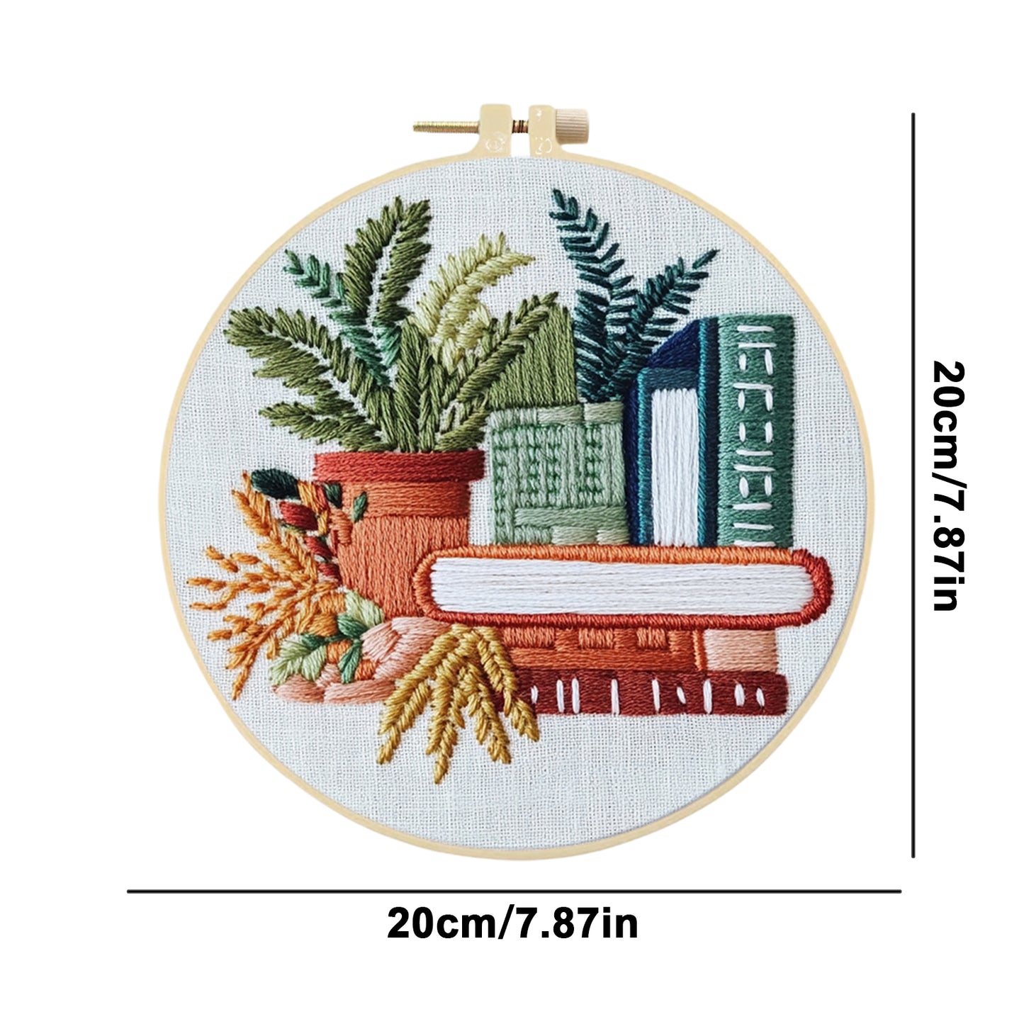 Books - DIY Embroidery Cross Stitch Kit with Pattern Cotton Threads Needles Hoop 30x30CM/11.81x11.81in