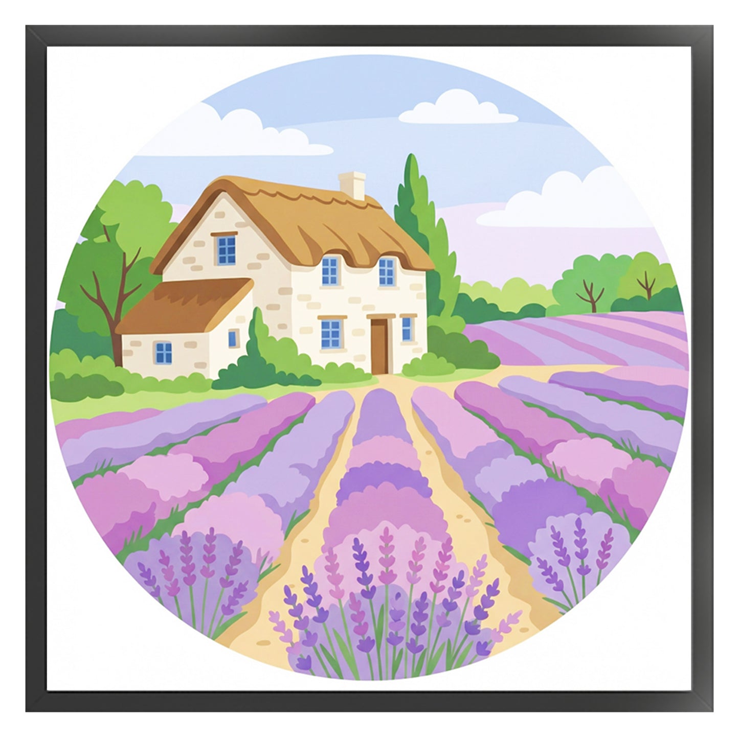 Lavender - Partial 11CT Stamped Cross Stitch - Bead Embroidery 36x36CM/14.17x14.17in