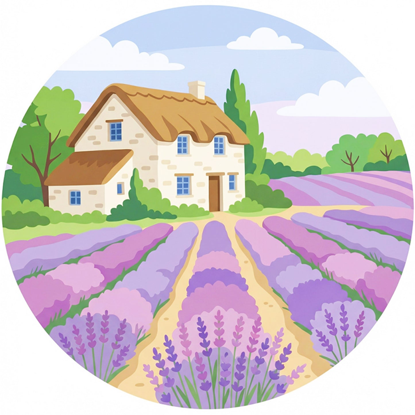 Lavender - Partial 11CT Stamped Cross Stitch - Bead Embroidery 36x36CM/14.17x14.17in